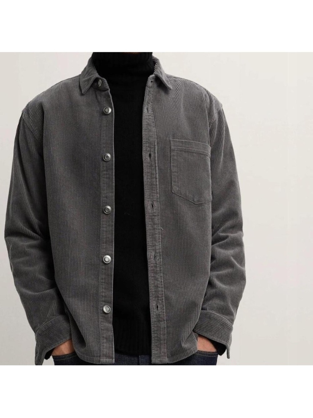 Zara Men's Gray Corduroy Shirt Jacket